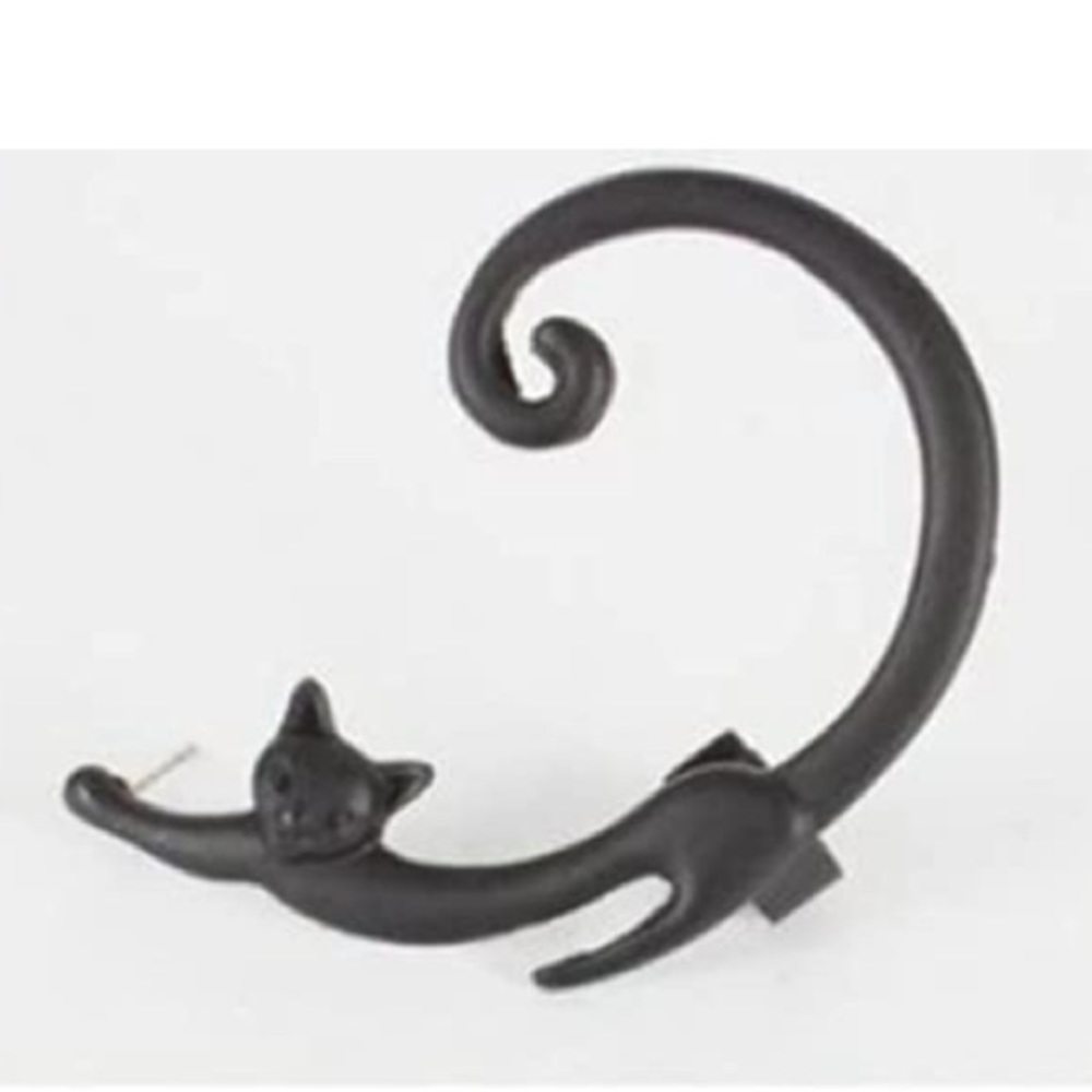 Black Long Cat Tail Around Ear Cuff Earring